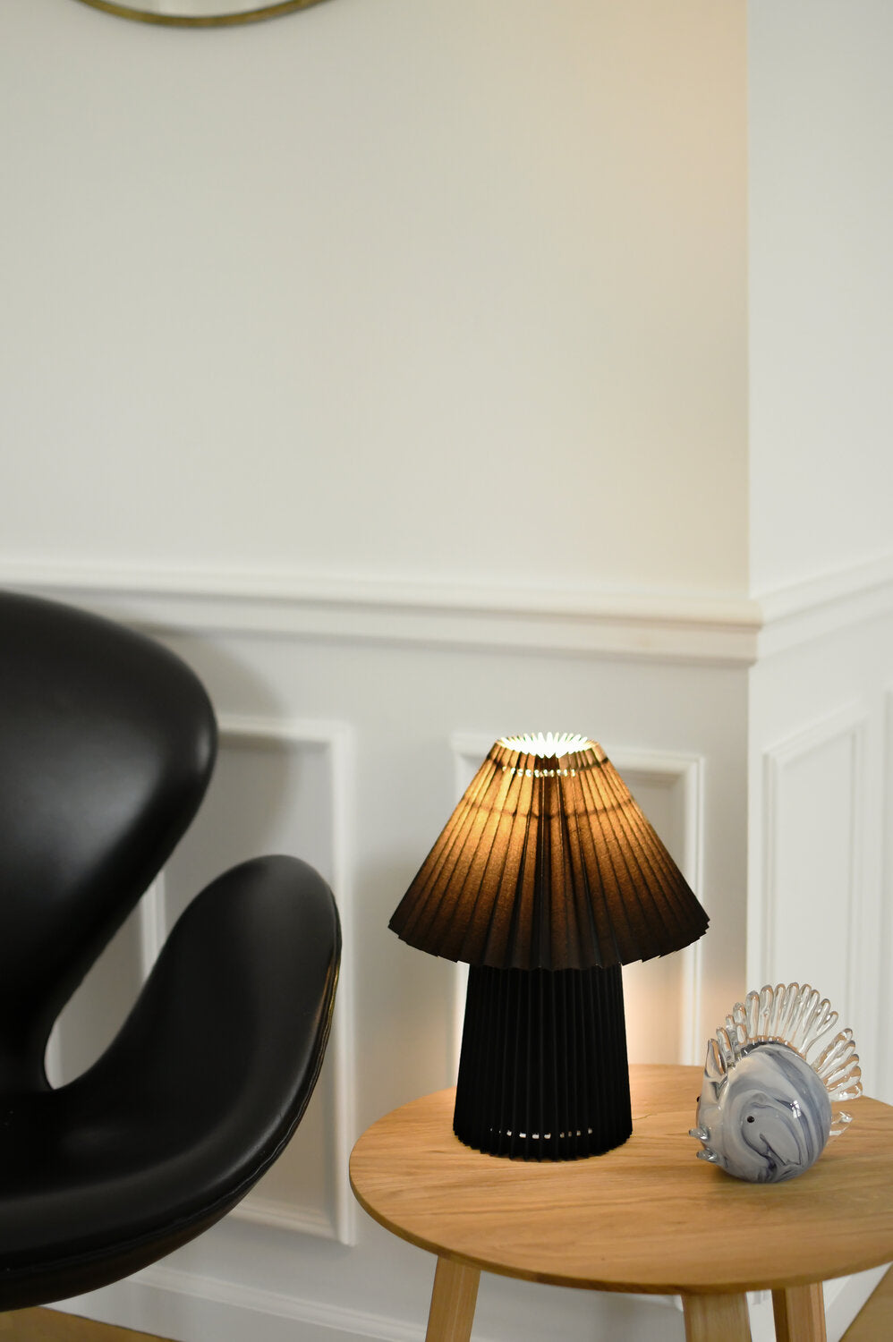 Fold plisseret bordlampe, sort - H31cm